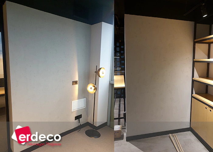 Atasehirde Ofis Duvarlari Beton Dekoratif Uygulama