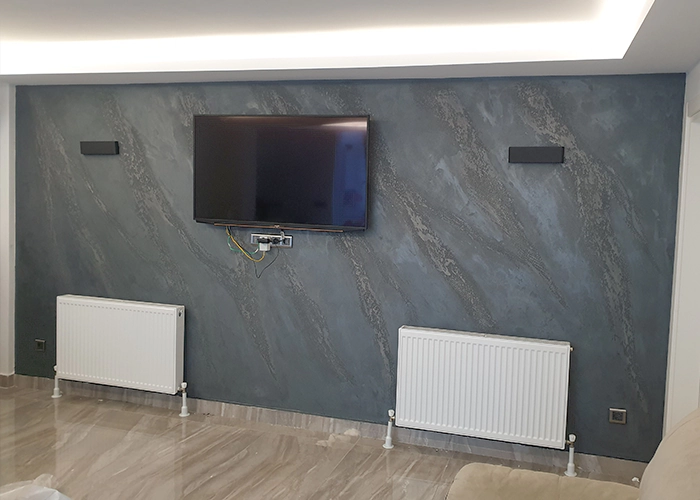 Bahcesehirde Salon Antrasit Lux Duvar Tasarimi
